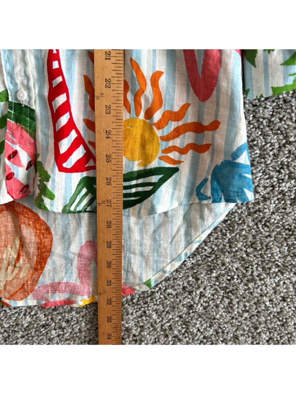 Calypso St. Barth Women's Sz M Fruit Print Linen Blend Button-Down Shirt Top - Picture 6 of 9